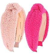 Bellisia Knotted Headbands for Women Faux Teddy Hair Fabric Hair Bands Black Top Knot Headbands f...