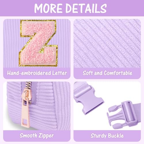 Image of Gitus Girls Birthday Gifts for 10-16 Year Olds - Initial Fanny Pack Belt Bag Crossbody Bag - Trendy Personalized Preppy Stuff (Lavender-Z)