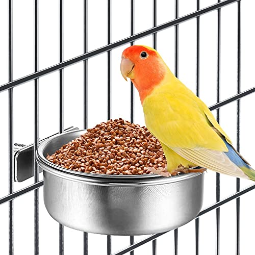 Vogelfutternäpfe, Futternapf für Vogelkäfig, 10/12/14 cm Durchmesser, Edelstahl Vogelnapf, Futter Schüssel zum Aufhängen für Vogel, Tier, klein, Hund