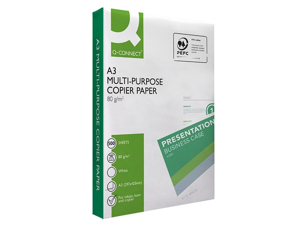Papel Fotocopiadora Q-connect Din A3 80gr. 3 Paquetes de 500 hojas (1500 Hojas)