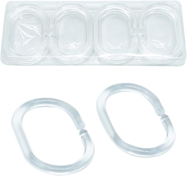 12Pcs C-shaped Plastic Shower Curtain Rings Curtain Hooks for Door Curtain, Window Curtain (Clear)