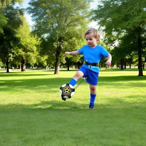 Pemoupnd Soccer | Volleyball | Rugby Trainer, Football Kick Throw Solo Practice Training Aid Control Skills Adjustable Waist Belt for Kids Adults