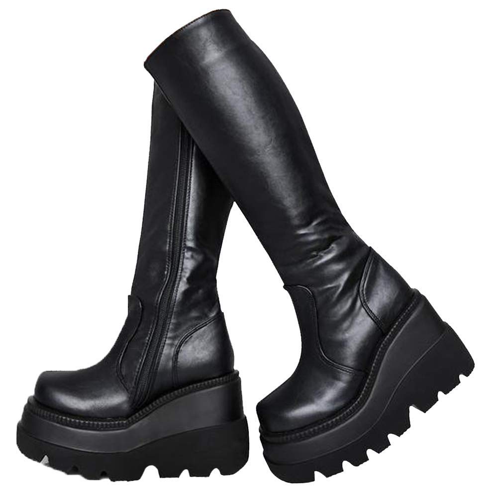 UMore Stiefel Damen Overknee Stiefel Plattform Stiefel Keilabsatz Plateau Thigh High Boots Damen Stiefel Winter Langschaftstiefel Lange Röhre Overknee-Stiefel