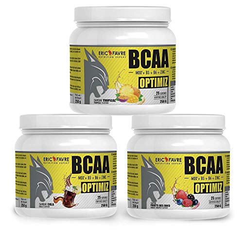 BCAA OPTIMIZ - Acides Aminés BCAA 2.1.1 enrichis en Vitamine B + Zinc, Aide à Réduire la Fatigue - 250g - Saveur Délice Tropical - Eric Favre – Image 7