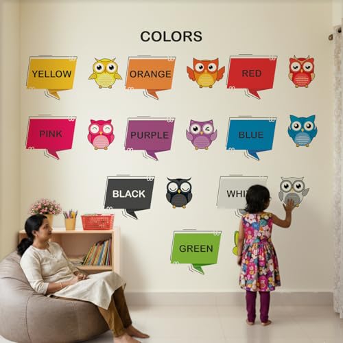 Image of StickMe 'Colours Names Cute Birds Color Baby Kids Learning Education Nursery Pre School Kinder Garden Colorful Wall Sticker'(Multi Colour, Vinyl) (Standard Large - 190 x 130 cm)