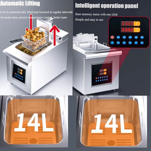 Friggitrice Elettrica Professionale, Doppia Vasca con Sollevamento Automatico E Controllo della Temperatura, Ideale per attività di Cucina con Grandi Volumi di Patatine Fritte.