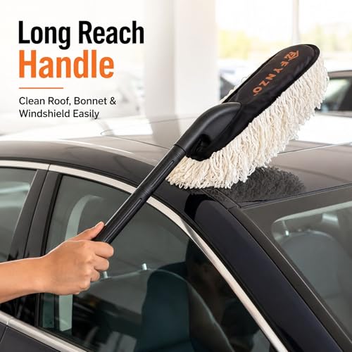 Image of Magnum Car Duster | Car Cleaning Brush Exterior with Largest Wax-Infused Cotton Head | Scratch-Free Car Dust Cleaner for Cars, SUVs & Bikes | Duster for Car Cleaning with Carrying Bag