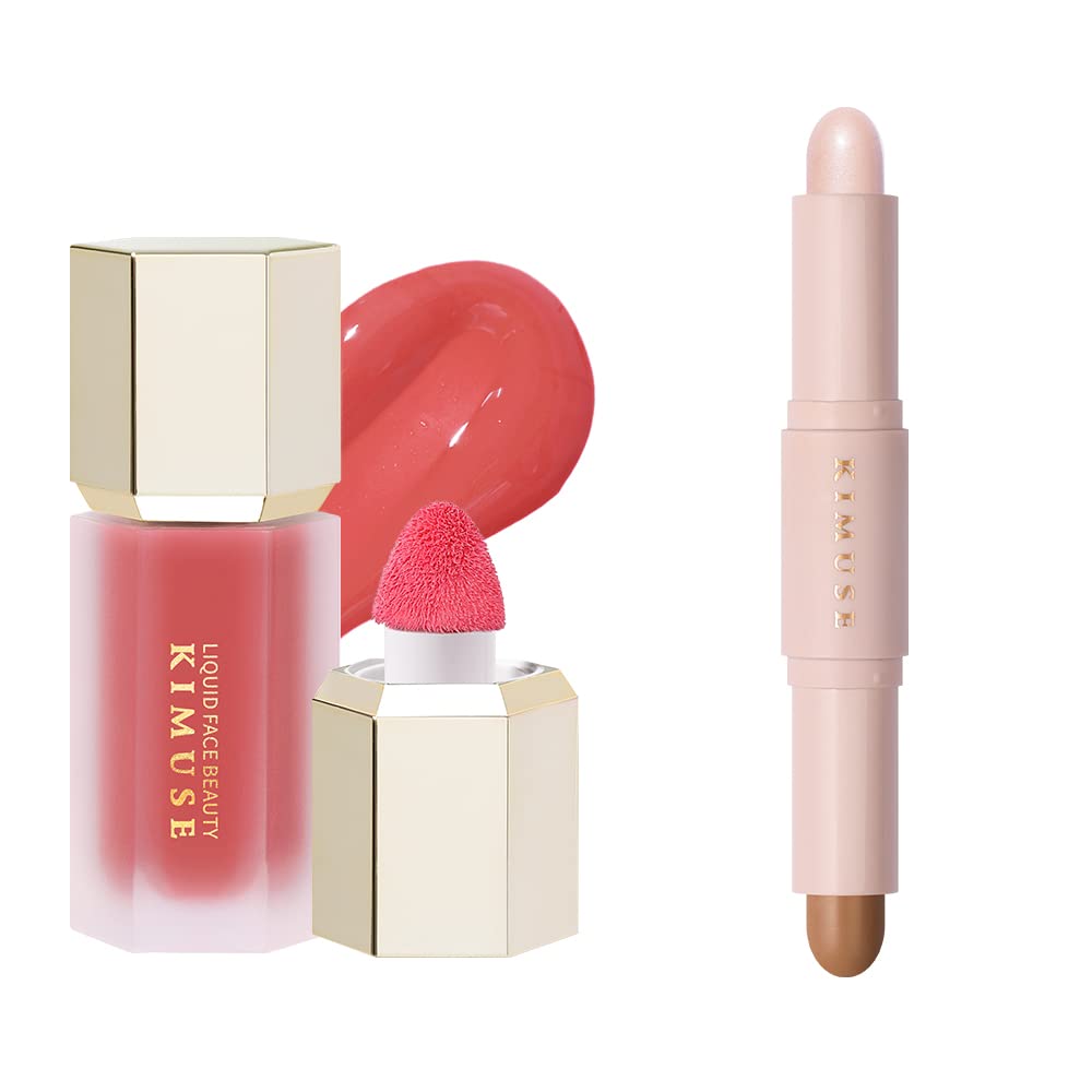 KIMUSE Soft Liquid Blush for Cheeks & 2 Color Dual Cream Contour Stick