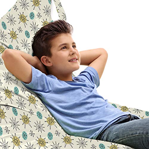 Ambesonne LOUNGE_168569 Abstract Lounger Chair Bag, Mid Century Modern Stars Doodle Sky Cosmos Atoms Existence Hip Universe cover