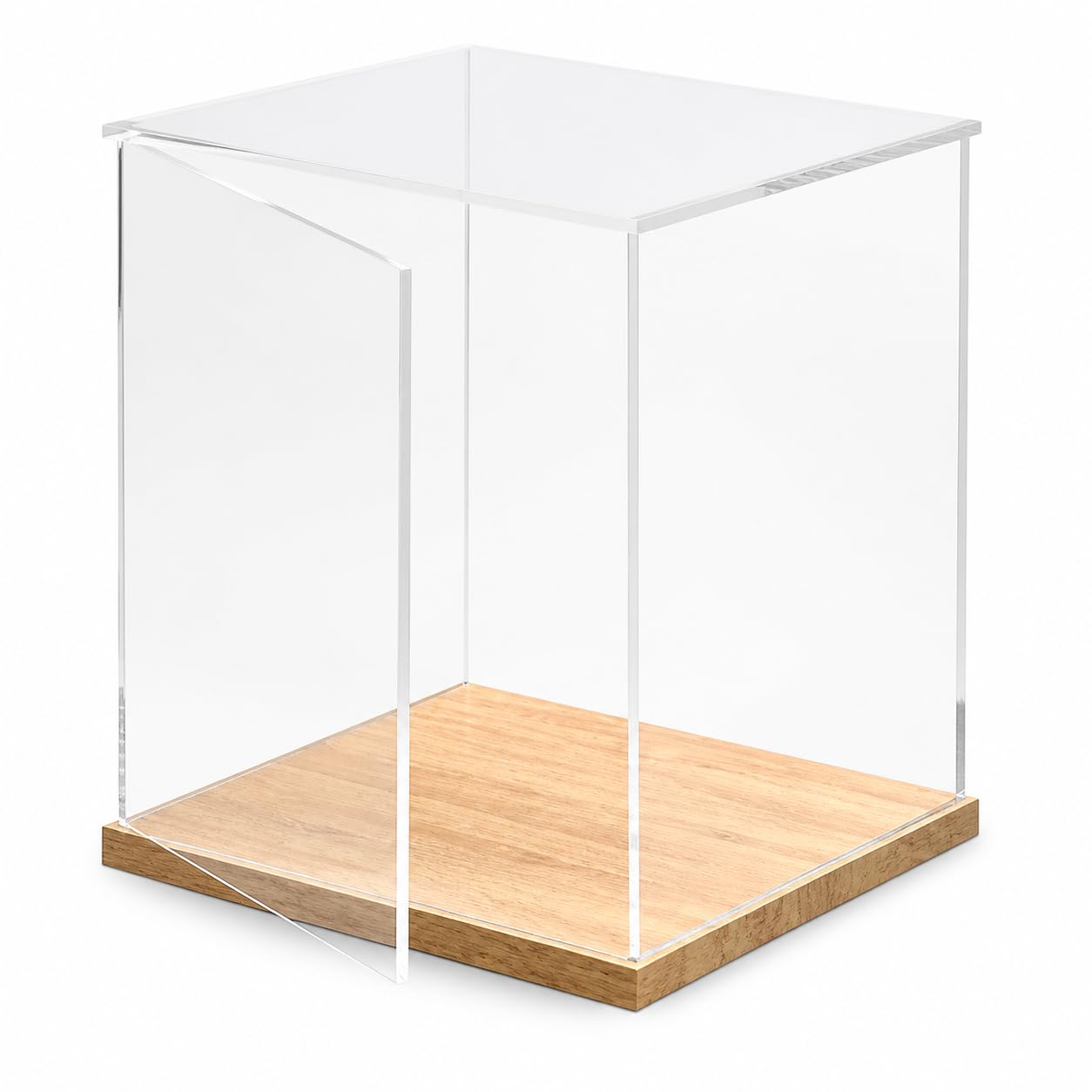 Espositiva in Acrilico Resistente con Apertura a Battente per Action Figure Modellini E Mattoncini con Base in Rovere Adatta per Collezione E Regalo per Appassionati , 40cm x 10cm x 50cm