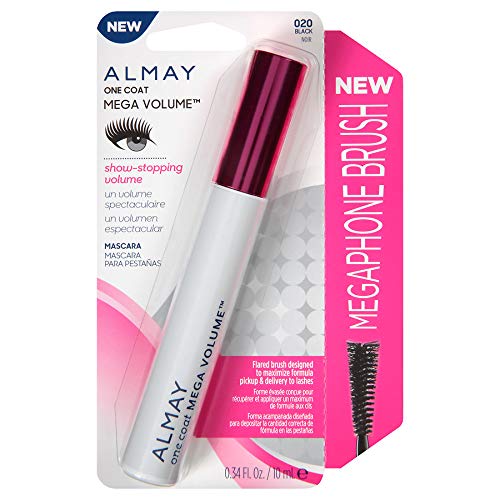 Almay One Coat Mega Volume Mascara, 020 Black (Pack of 2)
