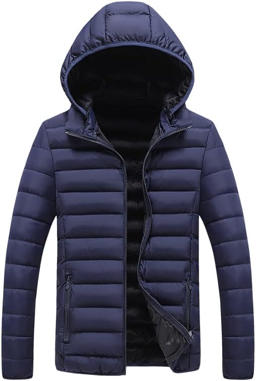 Men's winter imitation down jacket, thickened and warm, fashionable trend, detachable hat jacket