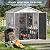 CDCASA 8x6 FT Outdoor Storage Shed, Waterproof Large Resin Shed with Floor & Lockable Door & Window & Vents, Plastic Tool Shed for Outside, Patio, Poolside, Gray