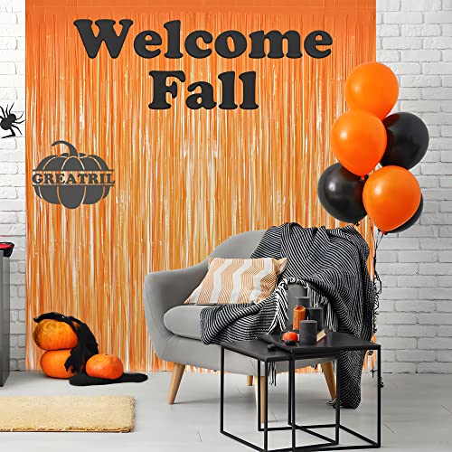 Image of Orange Tinsel Curtain Party Backdrop - GREATRIL Foil Fringe Curtain Party Streamers for Fall /Thanksgiving Day /Birthdays /Doorway /Easter /Coco Theme /Day of The Dead Party Decorations 2 Packs