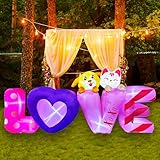 4 Ft Inflatable Valentine Day Puppy Dog Lover Wedding Anniversary Party Light Decoration with Sweet Heart Brown
