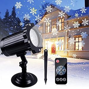 Led-projector, kerstprojector, lamp, sneeuwval, effectlicht met afstandsbediening, IP65 waterdicht, voor buiten en binnen, sneeuwvlok, led-projectorverlichting voor kerstcadeaus, decoratie voor Kerstmis