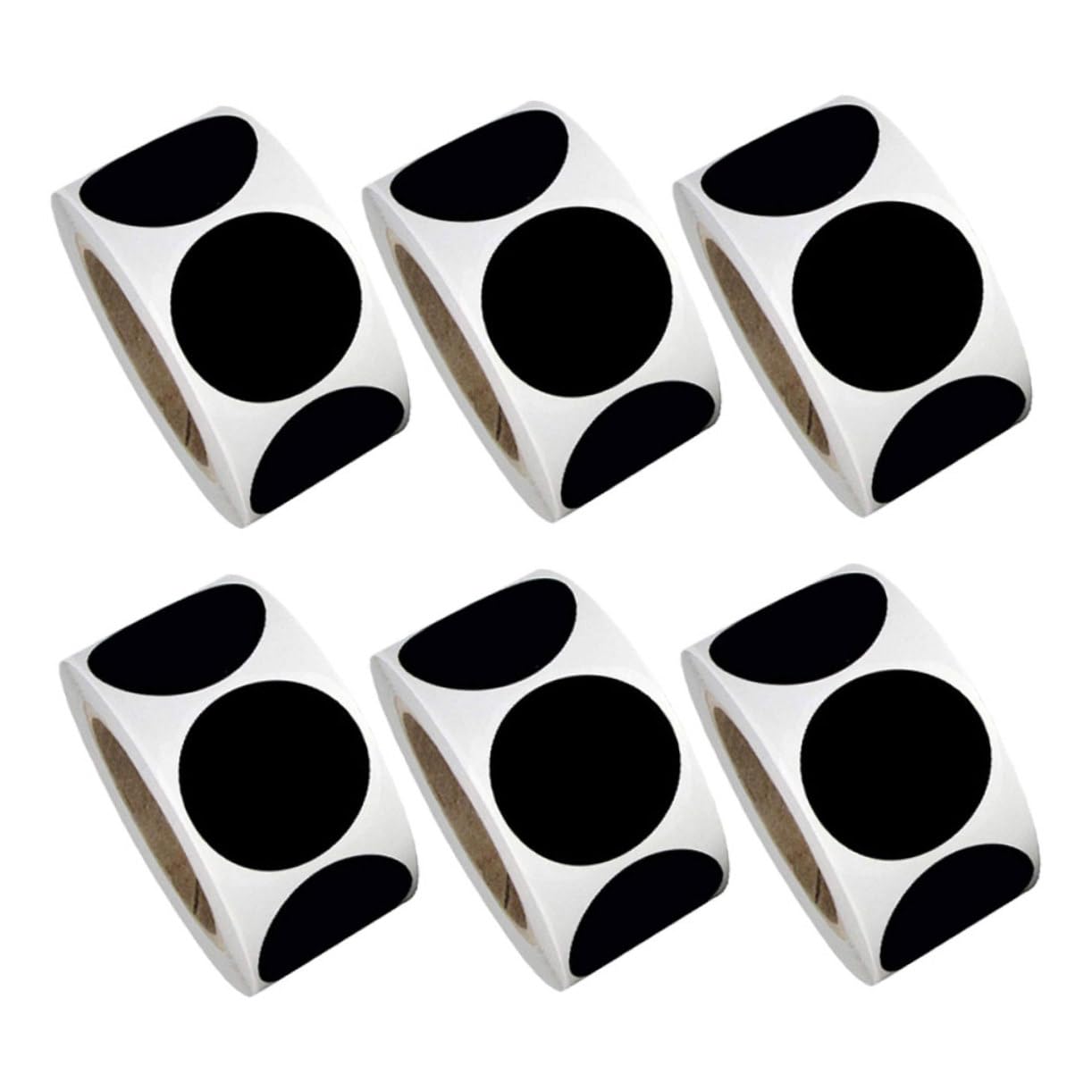 6 Etichette Adesive Rotonde Nere Scrivibili in PVC per Classificazione e Organizzazione Scatole Ufficio e Magazzino