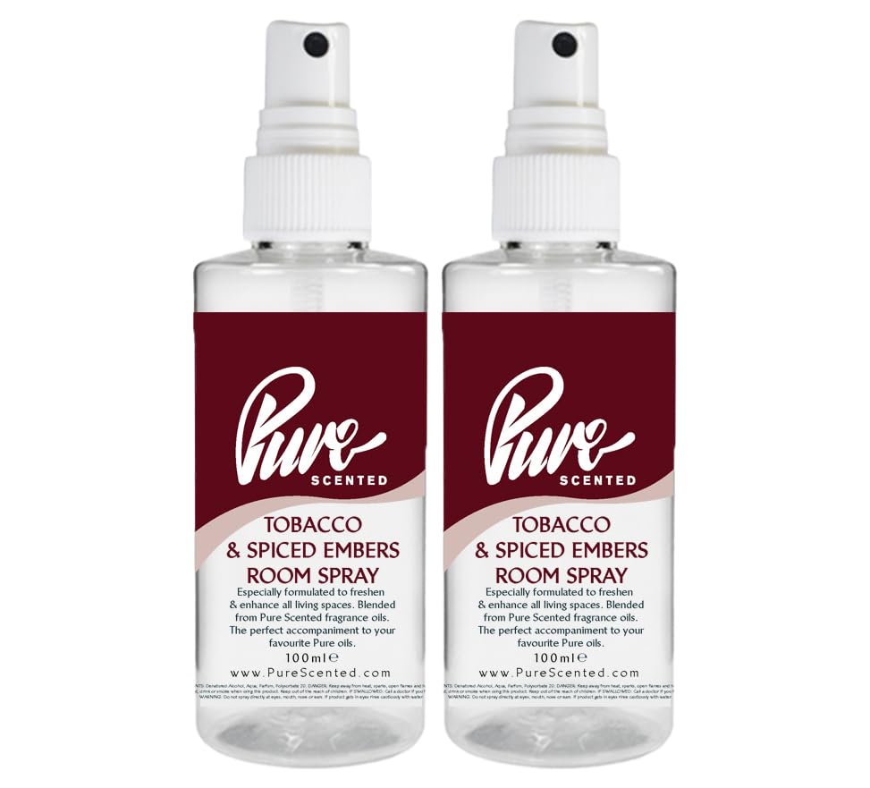 "Pure Scented 200ml Room & Fabric Sprays 2 x 100ml Suitable For Home, Car, Caravan, Work, Gym Bags, Odour Eliminators (2 x 100ml, Tobacco & Spiced Embers)" โ image 1