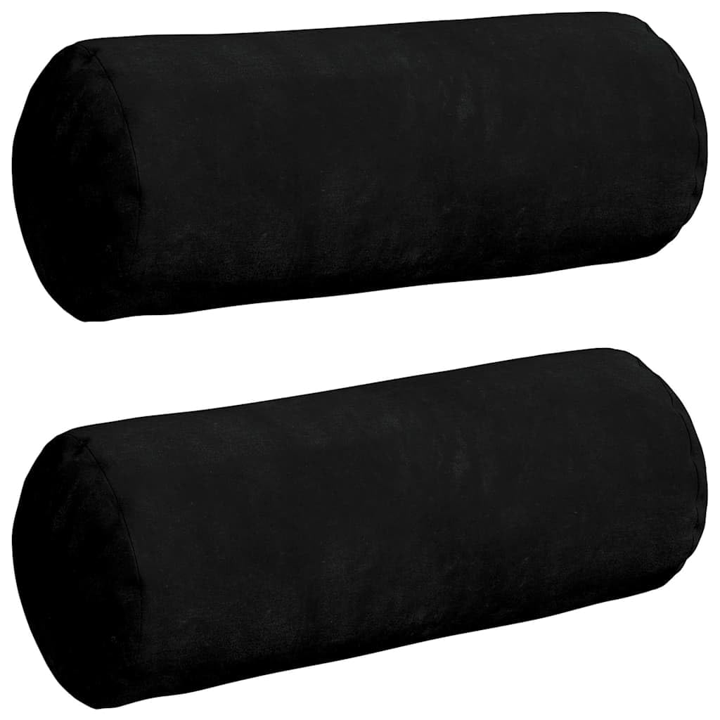Bolster poduszka 2 sztuki, czarna tkanina z mikrofibry, Ø 15 x 40 cm, miękkie wypełnienie poliestrowe, zdejmowane poszewki, wygodny wałek pod kark na sofę i łóżko