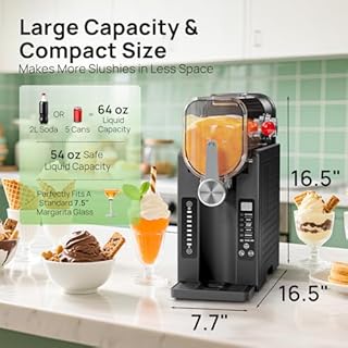 Slushy Machine No Ice Needed, CHIVALZ Slushie Machine for Home, Frozen Drink Maker with 6 Preset Programs for Margaritas, Frappés, Milk Shake and More, LED Display, Self-Cleaning, AD03, Black