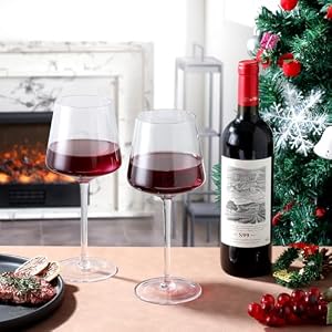 JYB&XY Red Wine Glasses Set of 4-Hand Blown Italian Style Crystal Bordeaux 22Oz Wine Glass-Clear Lead-Free Premium Blown Glassware Gift Packaging Wedding Anniversary Christmas or Birthday Gifts JYBXY Red Wine Glasses Set of 4 Hand Blown Italian Style Crystal Bordeaux 22Oz Wine Glass Clear Lead Free Premium Blown Glassware Gift Packaging Wedding Anniversary Christmas or Birthday Gifts