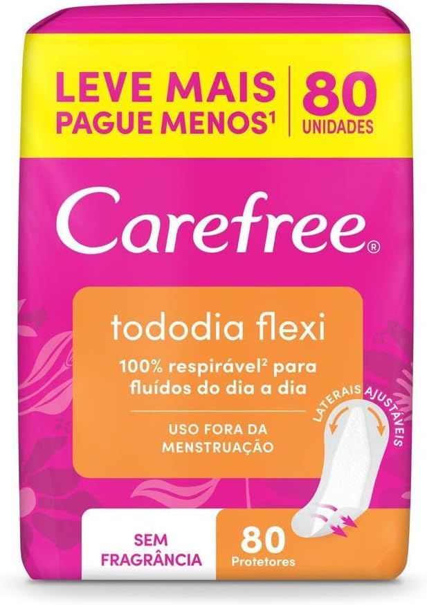 Protetor diário Carefree em embalagem branca