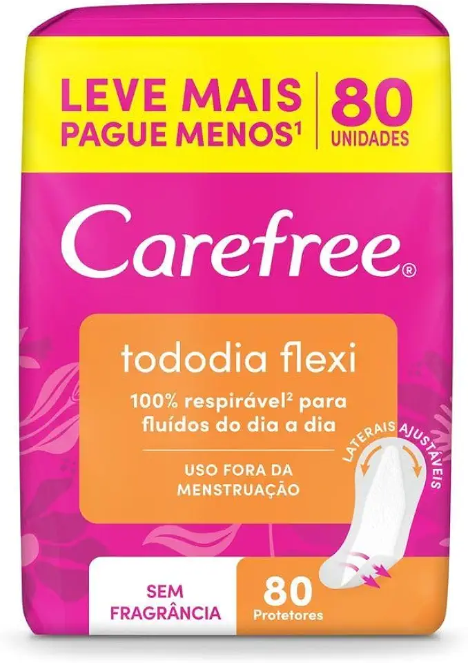 Carefree Protetor Diário Todo Dia Flexi Sem Fragrância, 80un