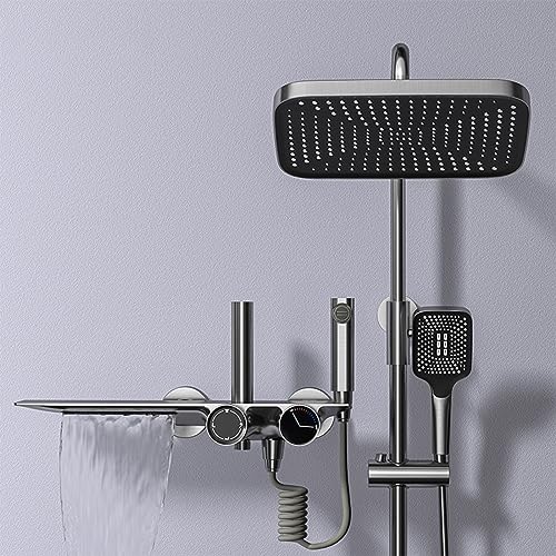 Mitigeur de douche 4 sorties avec grand pommeau et douchette réglable en hauteur