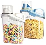 Besmall Cereal Containers Storage,2L Airtight Large Dry Food Storage Containers with Pouring Spout, Measuring Cup for Flour and Grain,BPA Free Plastic Dispenser