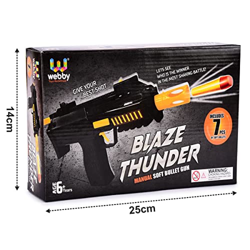 Image of Webby Blaze Gun with 7 Safe Soft Foam Bullets|Fun Target Shooting Battle Fight Game for Kids Boys,Multicolor