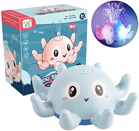 Baby Bath Toys, Electric Octopus Spray Swimming Pool Water Squirt Toy, LED Light up Bath Tub Toys, Gifts for Kids Toddler Infant, Girls and Boys Bath-time