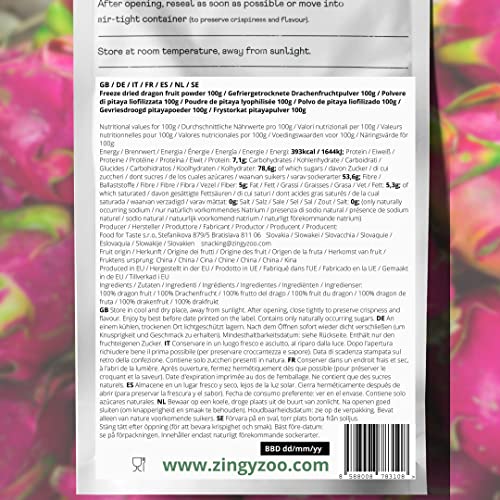 Drachenfrucht Pulver | Gefriergetrocknet Pink Pitaya Pulver | Red Pitaya | Freeze Dried Dragon Fruit Powder | Drachenfruchtpulver Pitahaya | Smoothie Bowl Pulver fur Matcha Pitaya Eistee Pink Latte