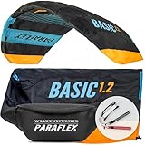 Wolkenstürmer Paraflex Basic Lenkmatte 1.2 (türkis) - Zweileiner Kite für Kinder ab 6 Jahre - Lenkdrachen flugfertig mit 2x25m Dyneemaleinen & Flugschlaufen