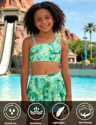 Image of RAISEVERN Girls Swimsuit 3 Piece Bathing Suits Cute Swimwear for 5-12 Years