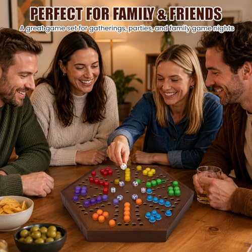 Juego de mesa 2 en 1 Chinese Checkers y Canicas de Madera miniatura 6