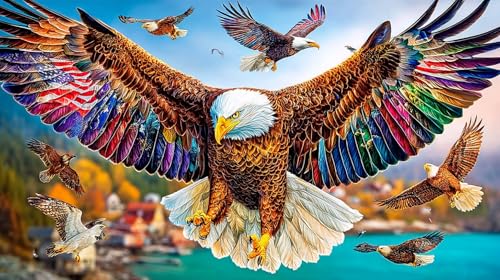 Rompecabezas para adultos de águila calva de 1000 piezas: puzzle ecológico y decorativo 75x50cm