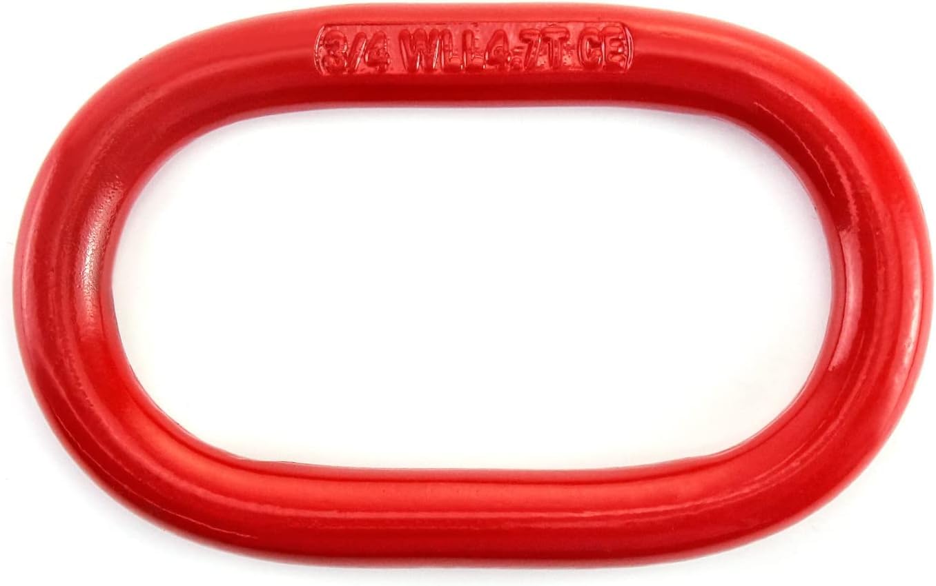 Safety Chain Link, Oblong Master Link, 1 Pack 7/8" Heavy Duty Lifting Ring, 14100 lbs Load Capacity, Heavy Duty Grade 80 Steel, for Lifting Rigging, Red - Image 2