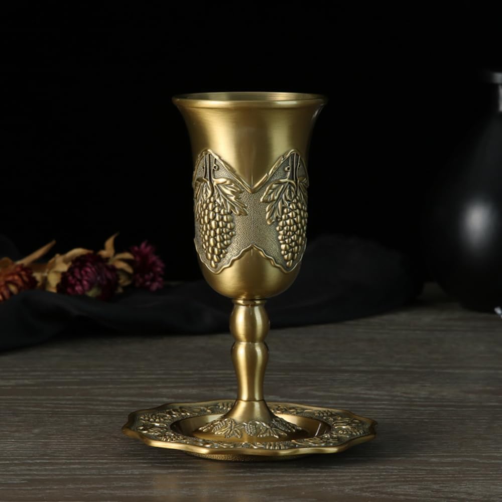 14cm Wine Glass European Retro Goblet Home Decoration Ornaments Bronze Wine Cup