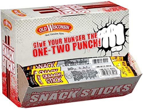 Old Wisconsin Honey Turkey Sausage Snack Sticks, Naturally Smoked, Ready to Eat, High Protein, Low Carb, Keto, Gluten Free, Counter Box, Pack of 42 Individually Wrapped Sticks
