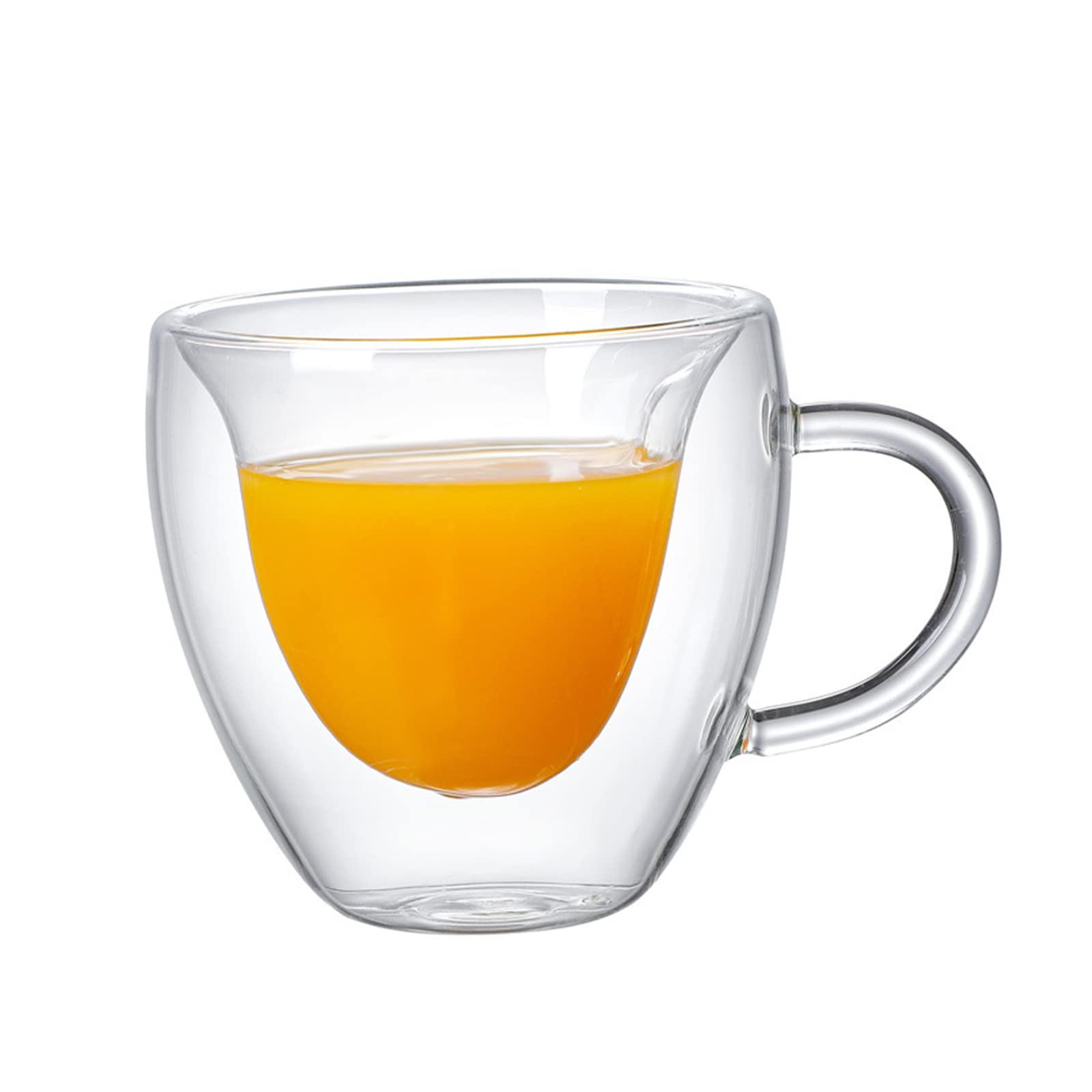 MINGZHE Heart Shaped Double Layer Glass Love Cup Juice Cup,Heart Mug Double Walled Glass Coffee Mugs Unique Mugs for Coffee,Latte,Milk(80ml)