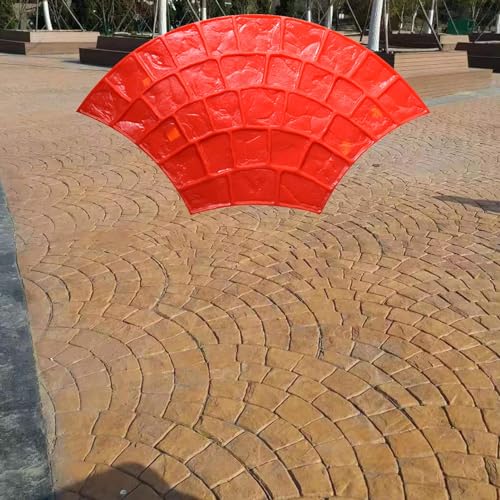 Blazea Large Concrete Stamps Fan Shape, Seamless Concrete Ground Texture Mat, Outdoor DIY Concrete Stamping Tools, Decorative Concrete Stamp Mold (Color : 3 PCS)