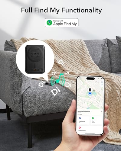 ESR für MagSafe Wallet mit „Wo ist?“ (Find My) Funktionalität, 5 Kartenhalter, RFID Schutz, Magsafe Geldbörse für iPhone, Wallet Tracker für iPhone 17e/17/16/15/14/13/12 Serie, Nicht für Mini, Schwarz