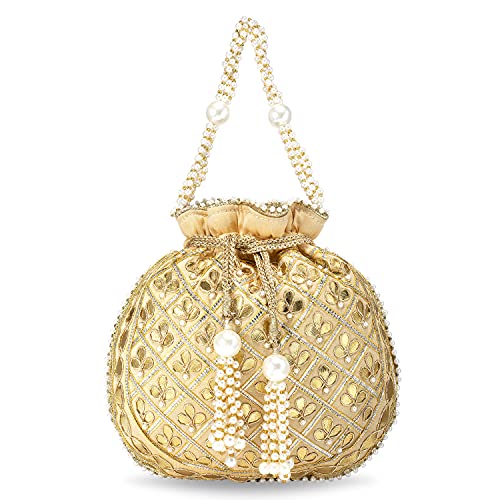 Image of Aheli Embroidered Potli Bag Gift for Women Handmade Ethnic Purse Evening Handbags Stylish Bridal Fashion Clutch Bag