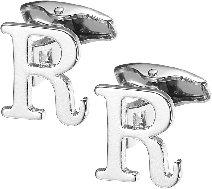 calixto R Alphabet Silver Cufflinks for Men | Initial Letter “R” Personalized Luxury Cuff Links | Premium Polished Metal Shirt, Coat & Blazer Cufflinks | Wedding, Office | Stylish Gift for Men | Set of 2-picture-28