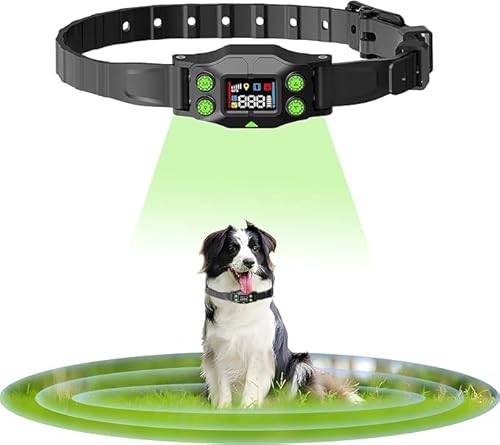 Wireless Dog Fence GPS Collar Dogs Training Containment System Invisible Fence Collar 914m Waterproof for All Dog Outdoor (Black New)