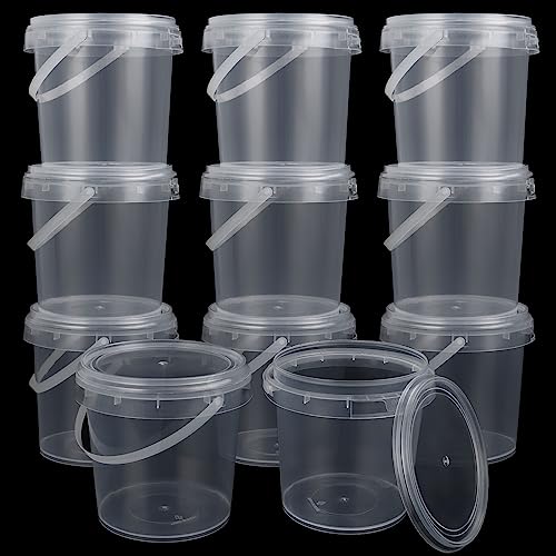 ZOFORTY 30 PCS 30 oz Slime Containers with Lids and Handles, Plastic 1000ml Storage Bucket Containers, Clear Slime Storage Case for Slime DIY Art Craft, Pigment, Small Tools, Part Material