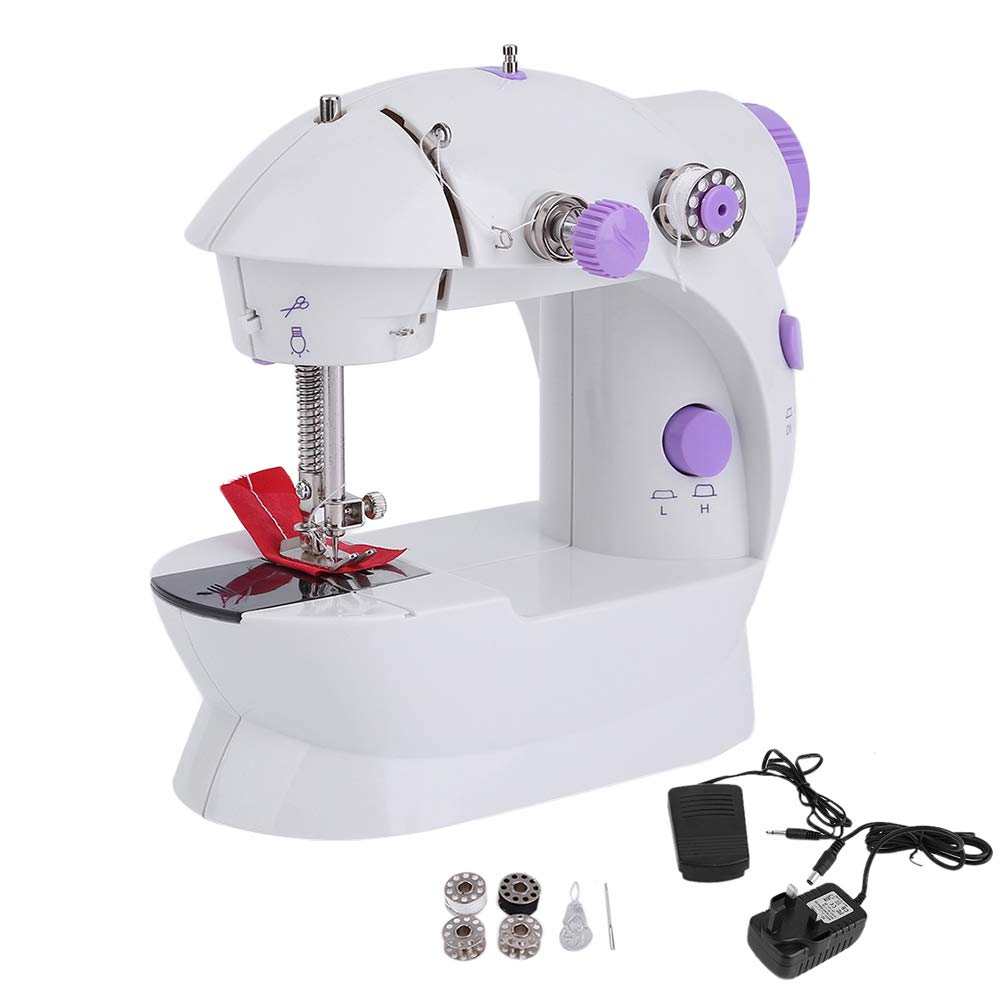 mini macchina da cucire, 2 velocità, programmi di cucito con pedale + luce a LED, programma per principianti, velocità di cucitura regolabile con numerosi accessori.