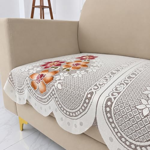 Image of Homerz Premium 'Surya Series' Sofa Cover | Stylish Sofa Protector | Net Fabric | Anti-Stain & Washable Slip Cover Exact Size Antislip (Exclusive Rust, 2 Seater, Only Seat Cover)