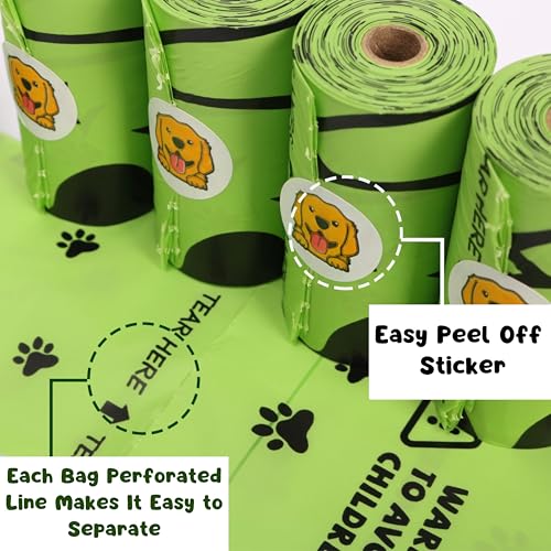 Image of Dog Poop Bags - Extra Thick, Leak-Proof, Unscented - 180 Count - Heavy-Duty Waste Bags for Small & Large Dogs - Easy Open & Durable Rolls