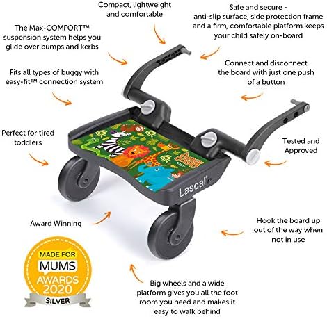 Lascal BuggyBoard Mini Special Edition | Universal Board, Compatible with Over 99% of Pushchairs | Ideal for Smaller Strollers | Jungle Animals)